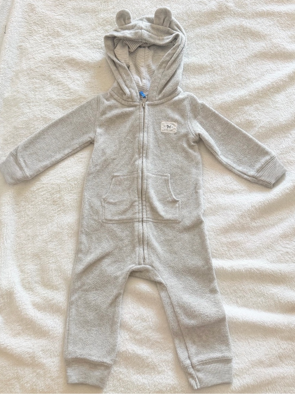 Carter's Light Gray Hooded Baby One-Piece with Ears